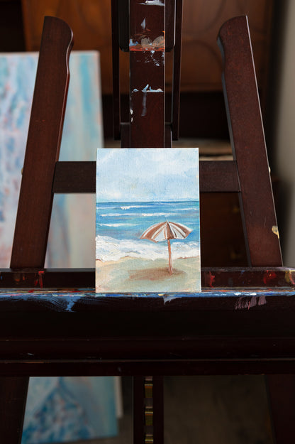 Waiting – Original Beach Mini Painting 5x7