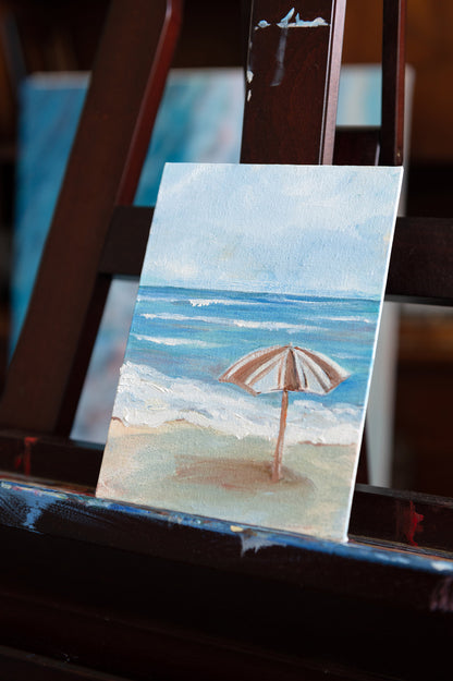 Waiting – Original Beach Mini Painting 5x7