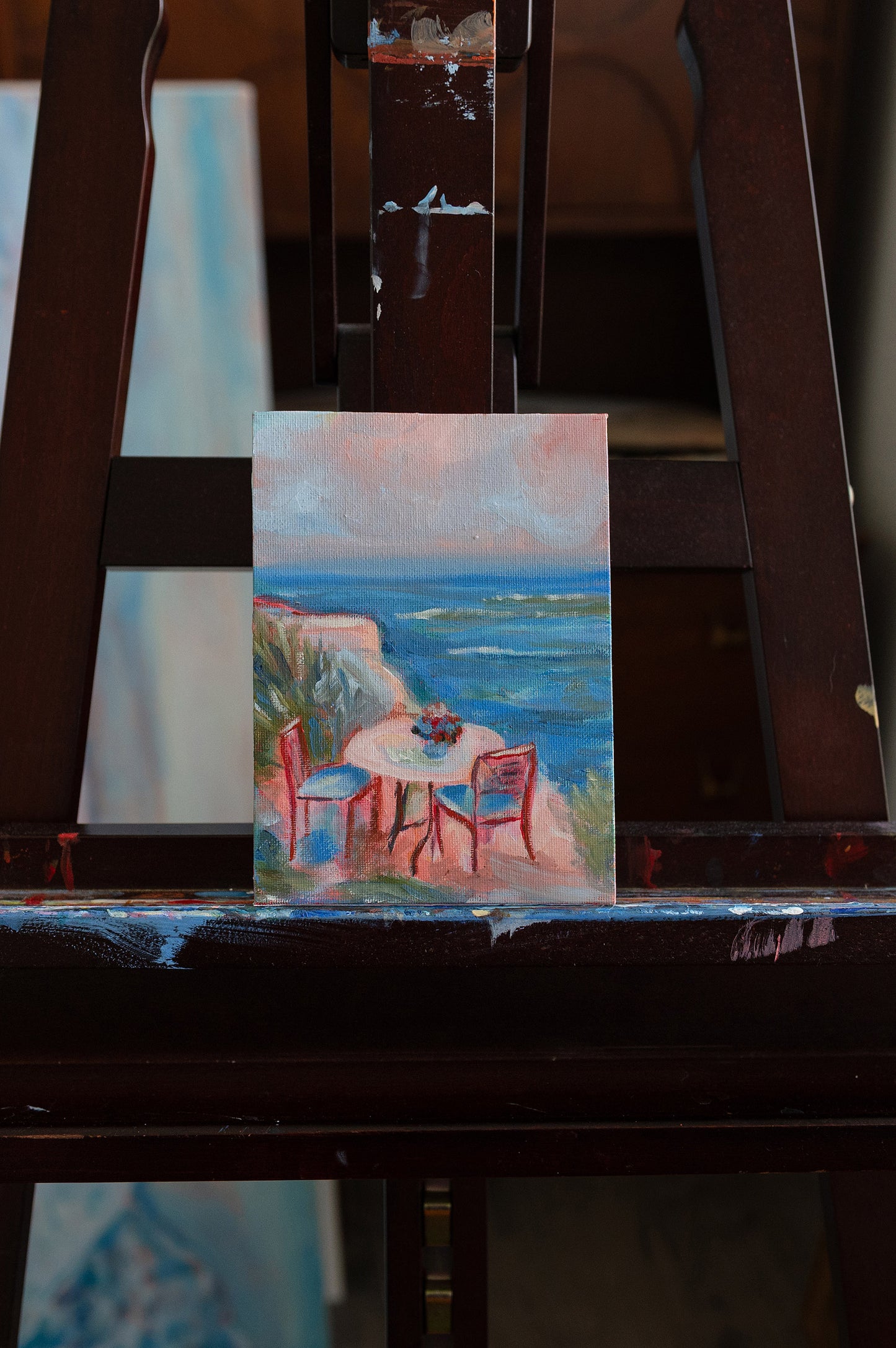 Table for Two – Original Coastal Mini Painting 5x7