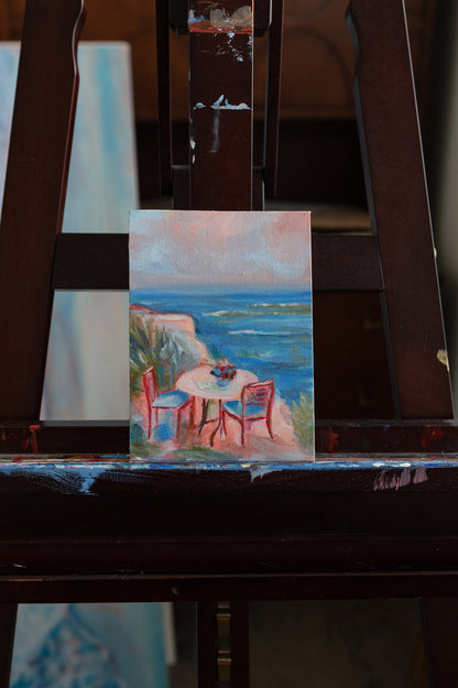 Table for Two – Original Coastal Mini Painting 5x7