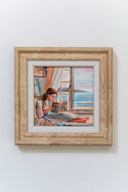 Afternoon Chapters – Framed Mini Coastal Window Painting