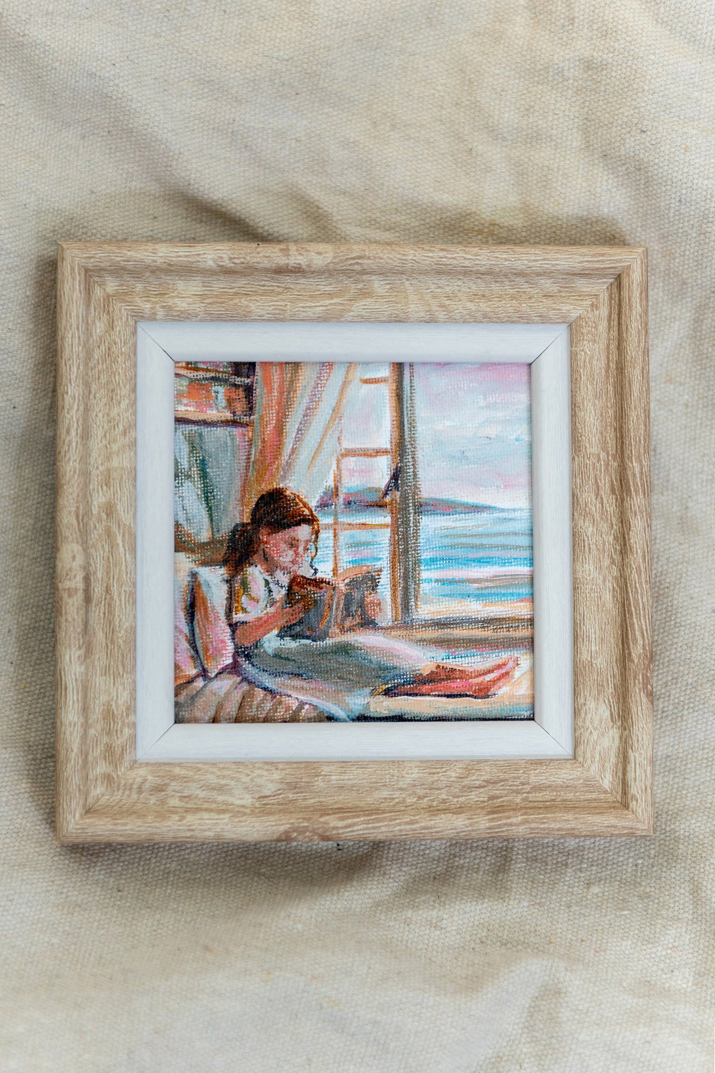Afternoon Chapters – Framed Mini Coastal Window Painting