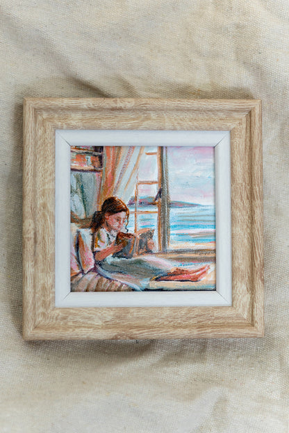 Afternoon Chapters – Framed Mini Coastal Window Painting