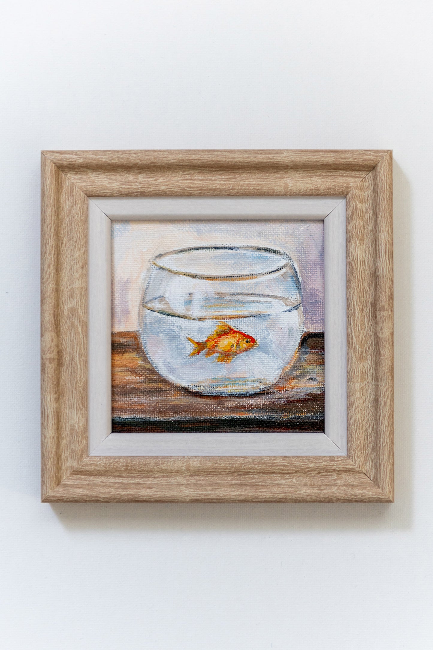 Quiet Observer – Made-to-Order Framed Mini Goldfish Painting