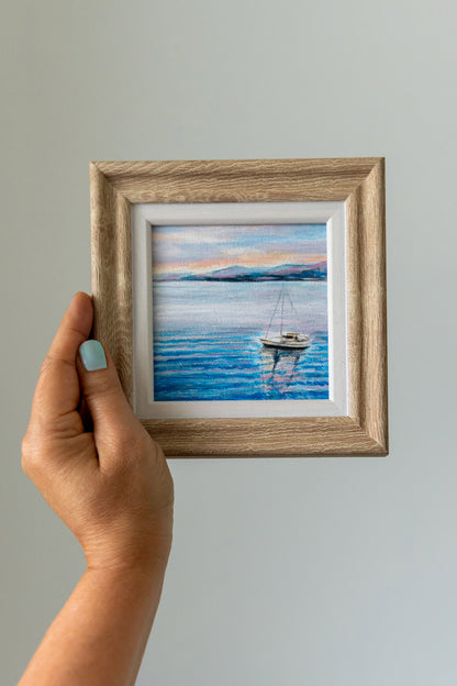 Still Waters – Framed Mini Boat Painting