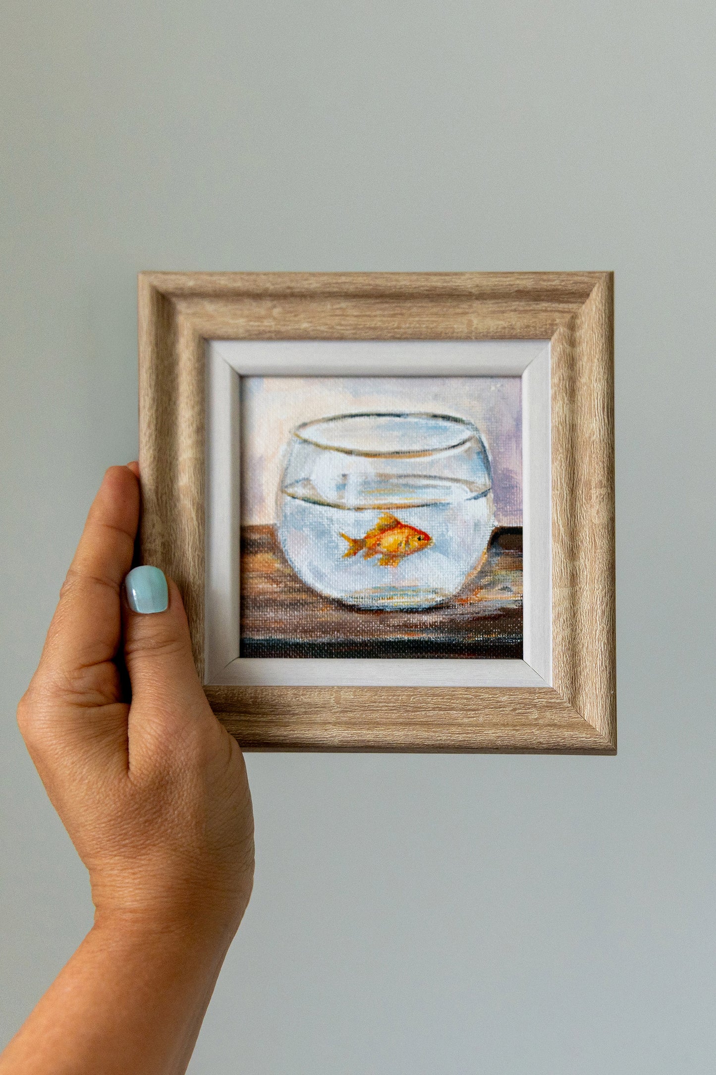 Quiet Observer – Made-to-Order Framed Mini Goldfish Painting
