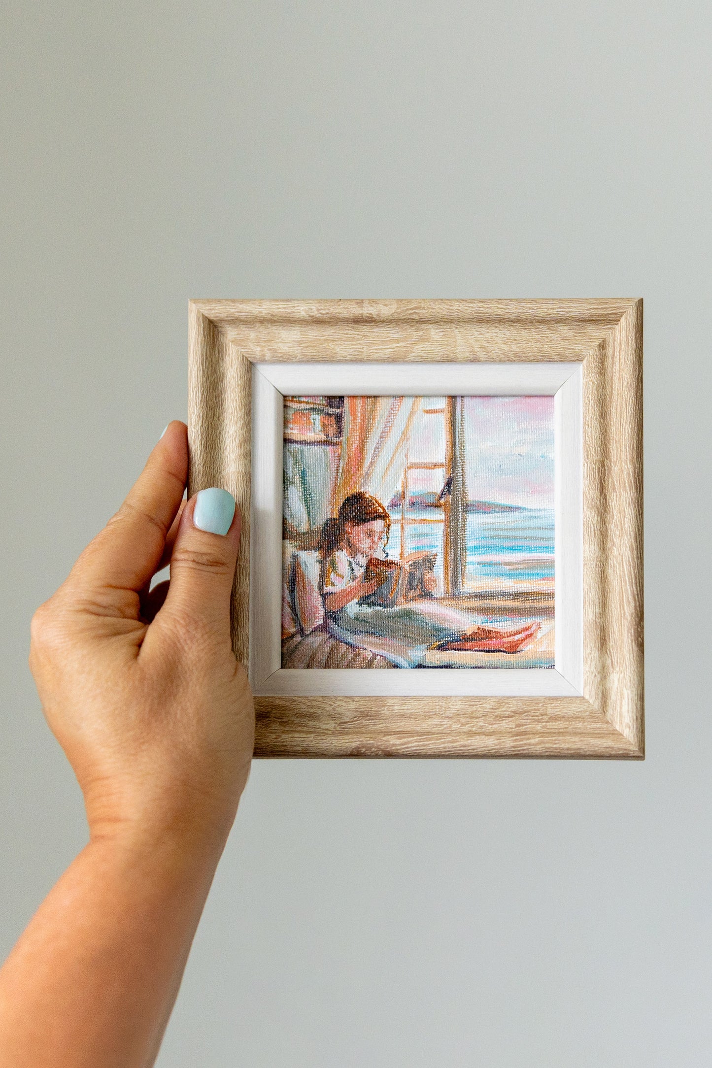 Afternoon Chapters – Framed Mini Coastal Window Painting