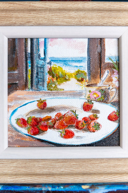 Morning at the Table – Framed Mini Coastal Still Life Painting
