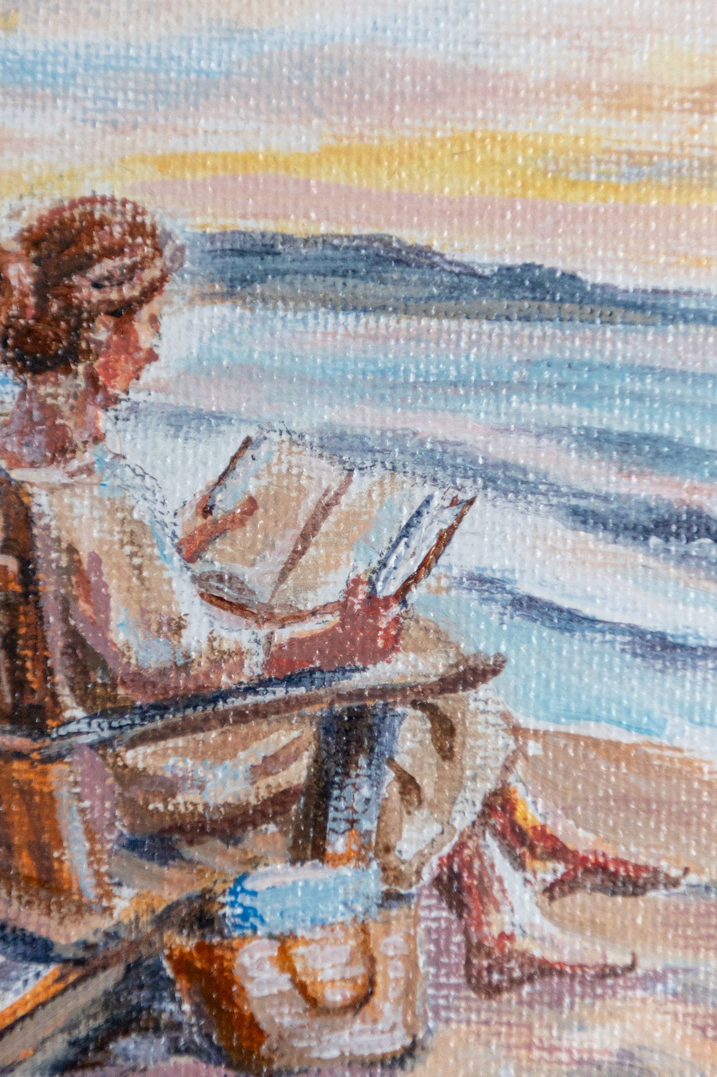 Pages by the Shore – Framed Mini Coastal Painting