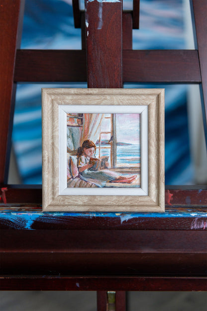 Afternoon Chapters – Framed Mini Coastal Window Painting