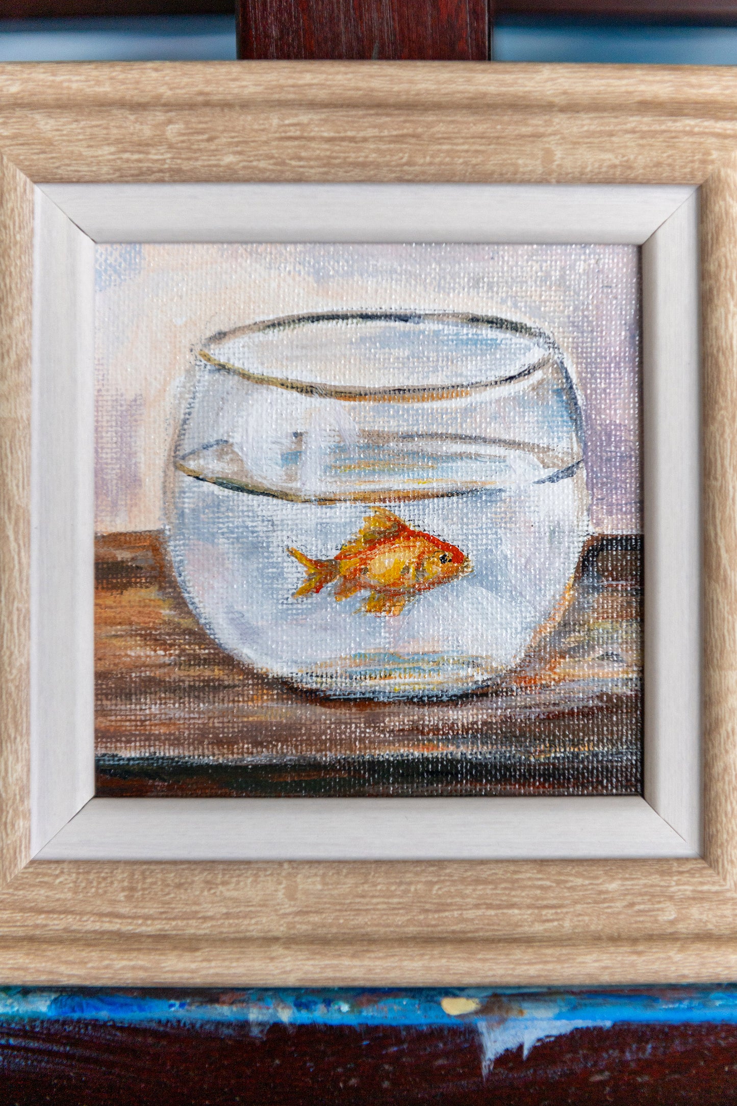 Quiet Observer – Made-to-Order Framed Mini Goldfish Painting