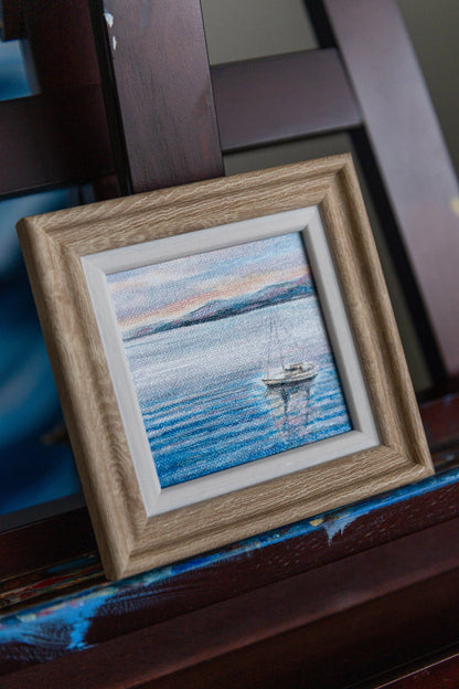 Still Waters – Framed Mini Boat Painting