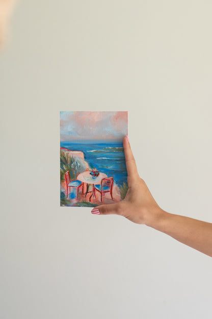 Table for Two – Original Coastal Mini Painting 5x7