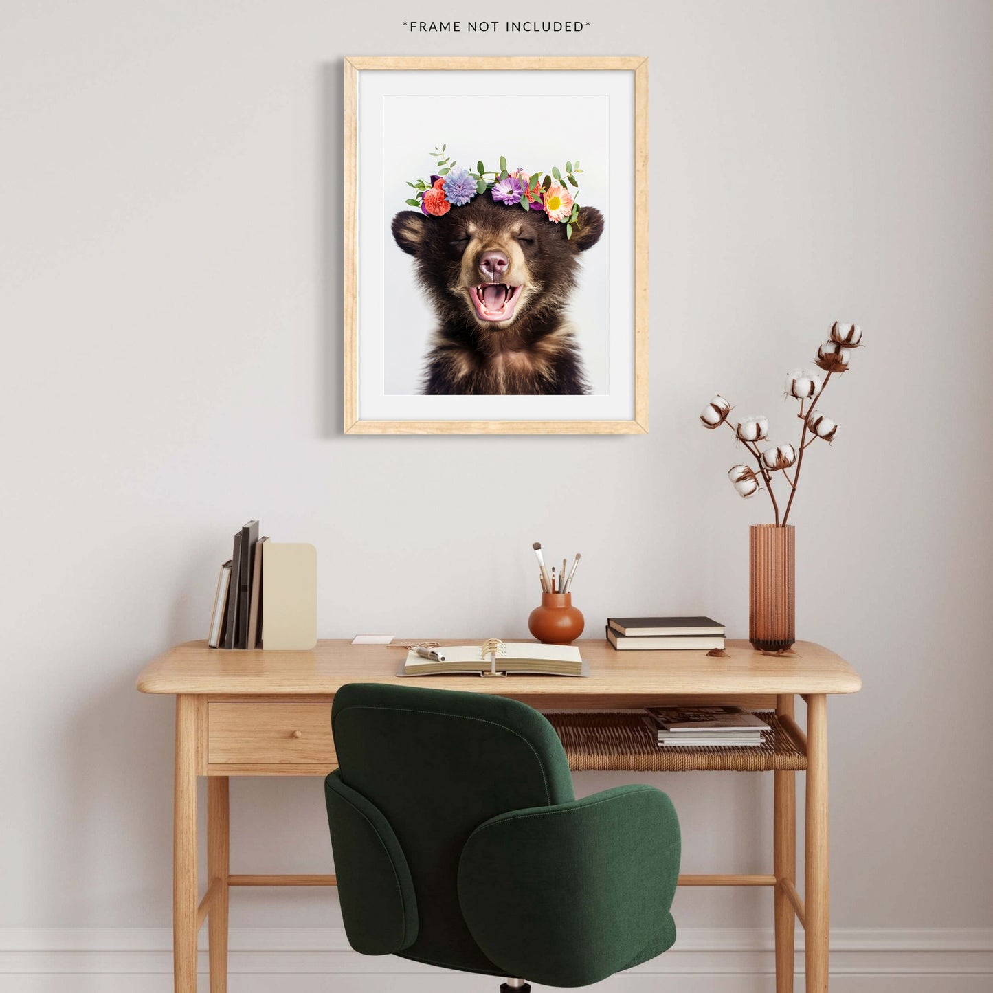 Woodland Bear Flower Crown Print