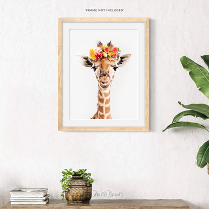 Giraffe Flower Crown Print