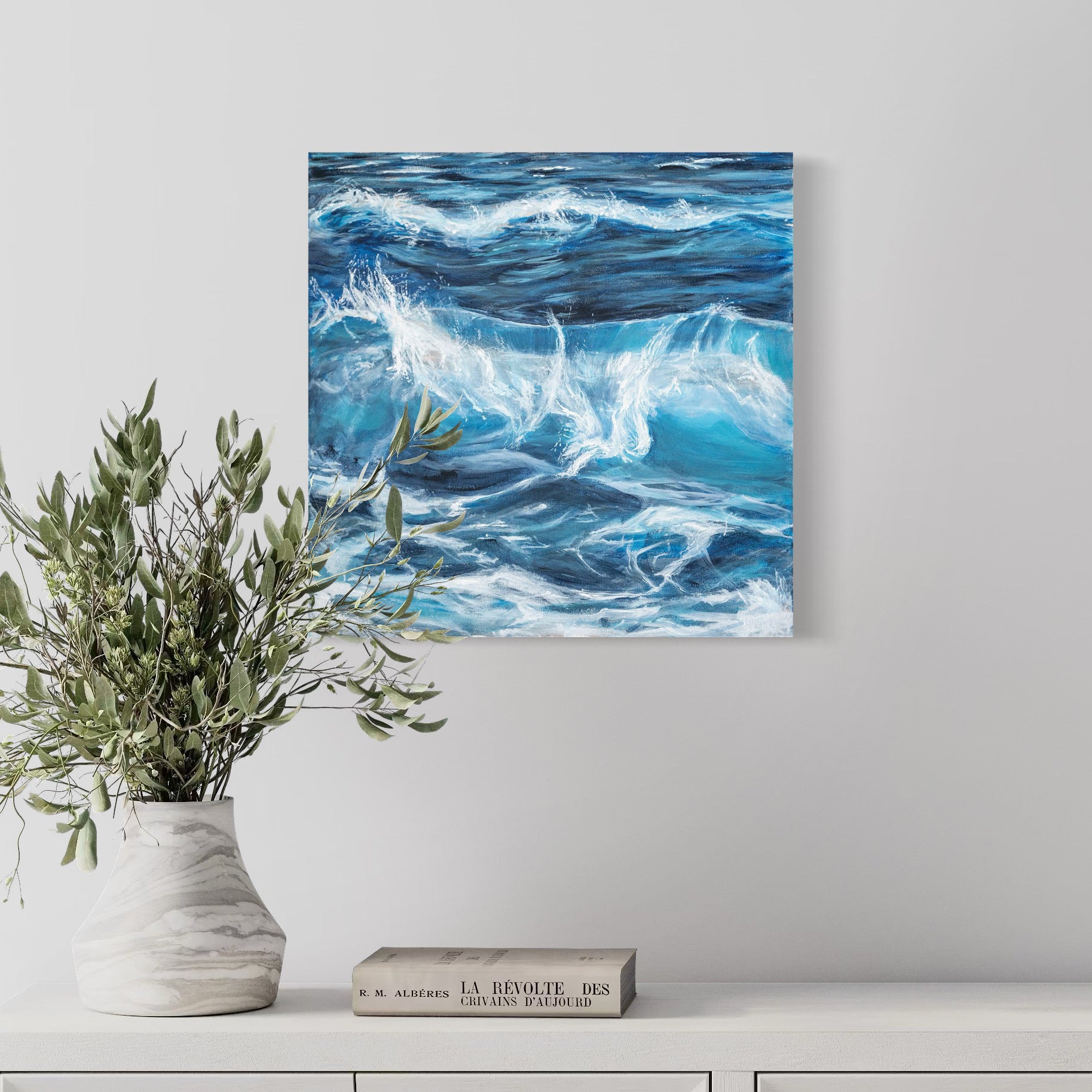 Coastal Modern Original Paintings by Danita Brooks Studio - here is her wave painting called "Nanosecond" all about capturing a tiny moment in time
