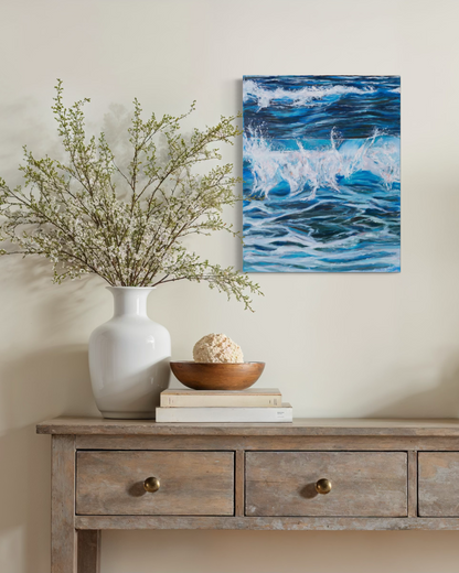 "The Break" Original Coastal Wave Painting 16"x20"