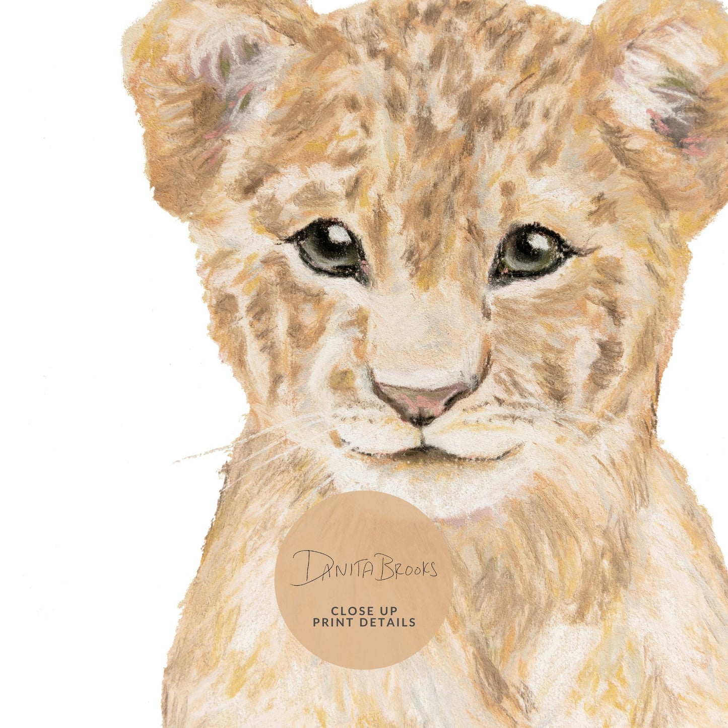 Lion Cub Painting Print - Pastel Animals Collection