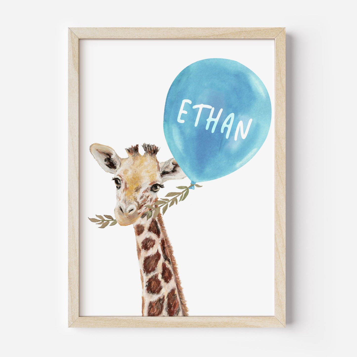 Personalized Giraffe Balloon Print