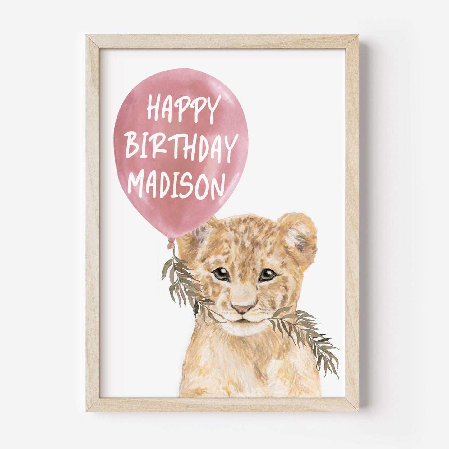 Personalized Lion Cub Balloon Print