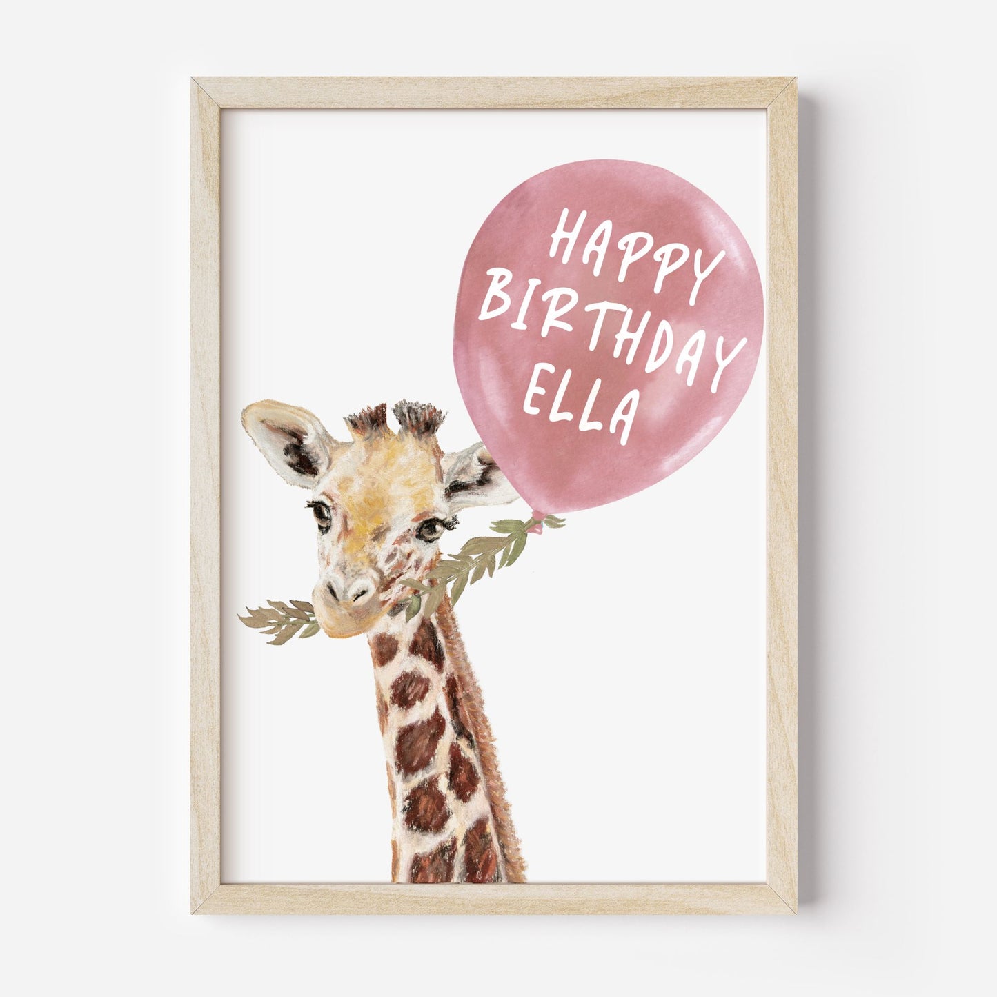 Personalized Giraffe Balloon Print
