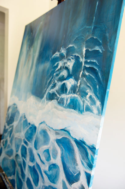 "Drawn" Original Oil Wave Painting 36"x48"