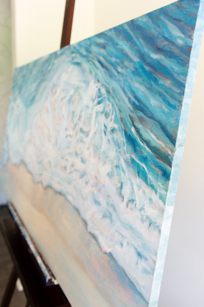 "Shoreline" Original Aerial Wave Painting 24"x48"