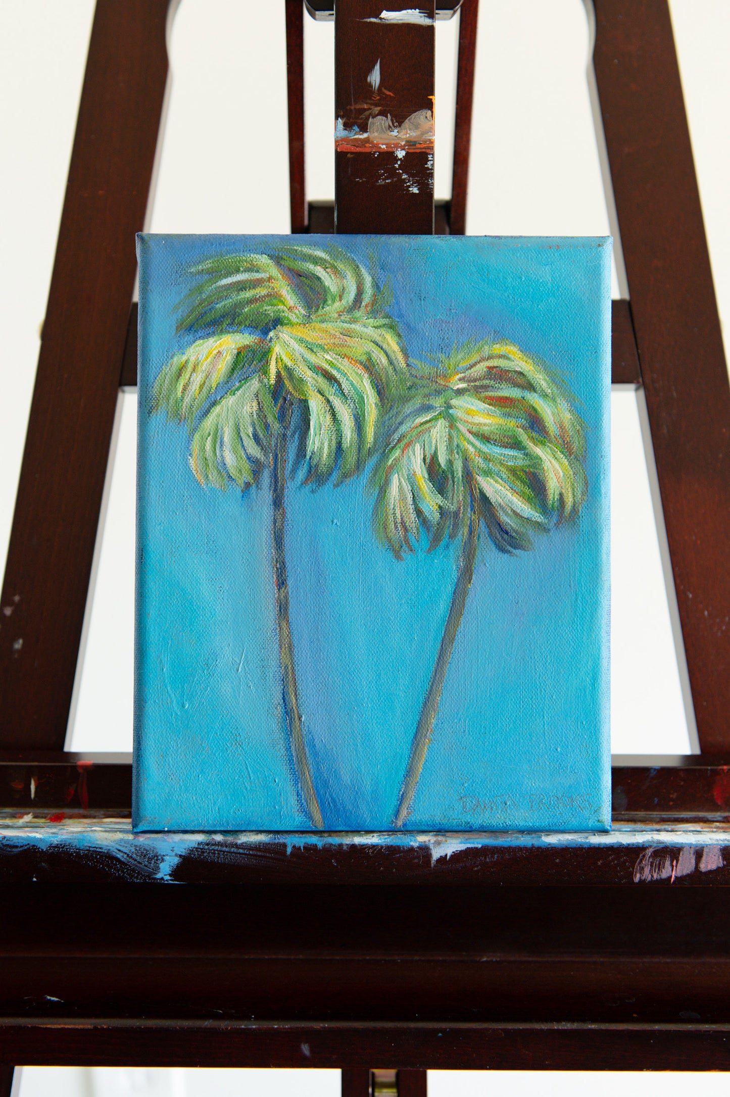 "Leaning" Original Palm Tree Oil Painting 8"x10"