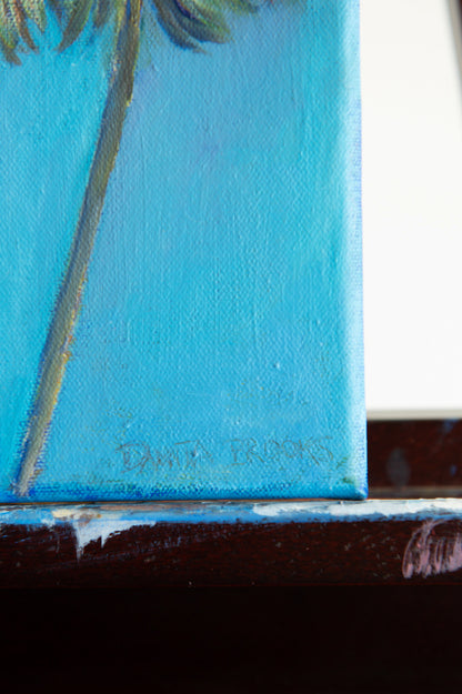 "Leaning" Original Palm Tree Oil Painting 8"x10"