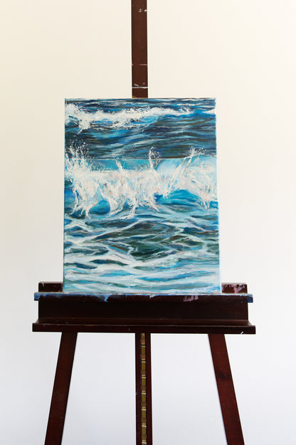 "The Break" Original Coastal Wave Painting 16"x20"