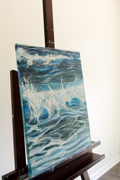"The Break" Original Coastal Wave Painting 16"x20"