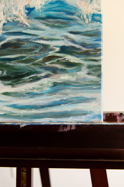 "The Break" Original Coastal Wave Painting 16"x20"