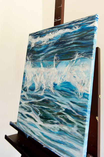 "The Break" Original Coastal Wave Painting 16"x20"