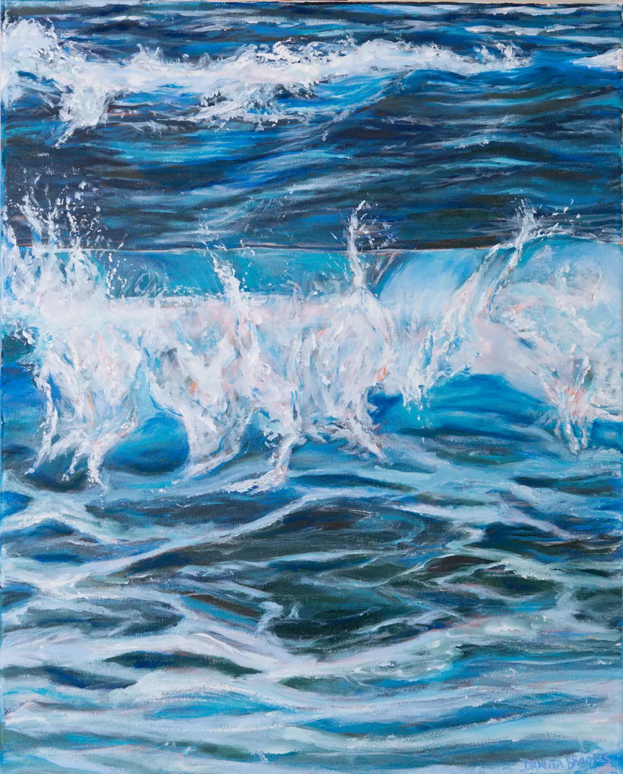 "The Break" Original Coastal Wave Painting 16"x20"