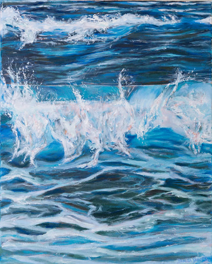 "The Break" Original Coastal Wave Painting 16"x20"