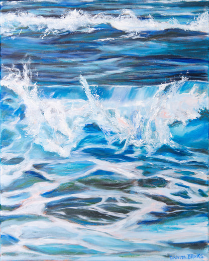 "The Surge" Original Coastal Wave Painting 16"x20"