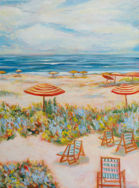 "Unhurried" Original Oil Beach Painting 18"x24"