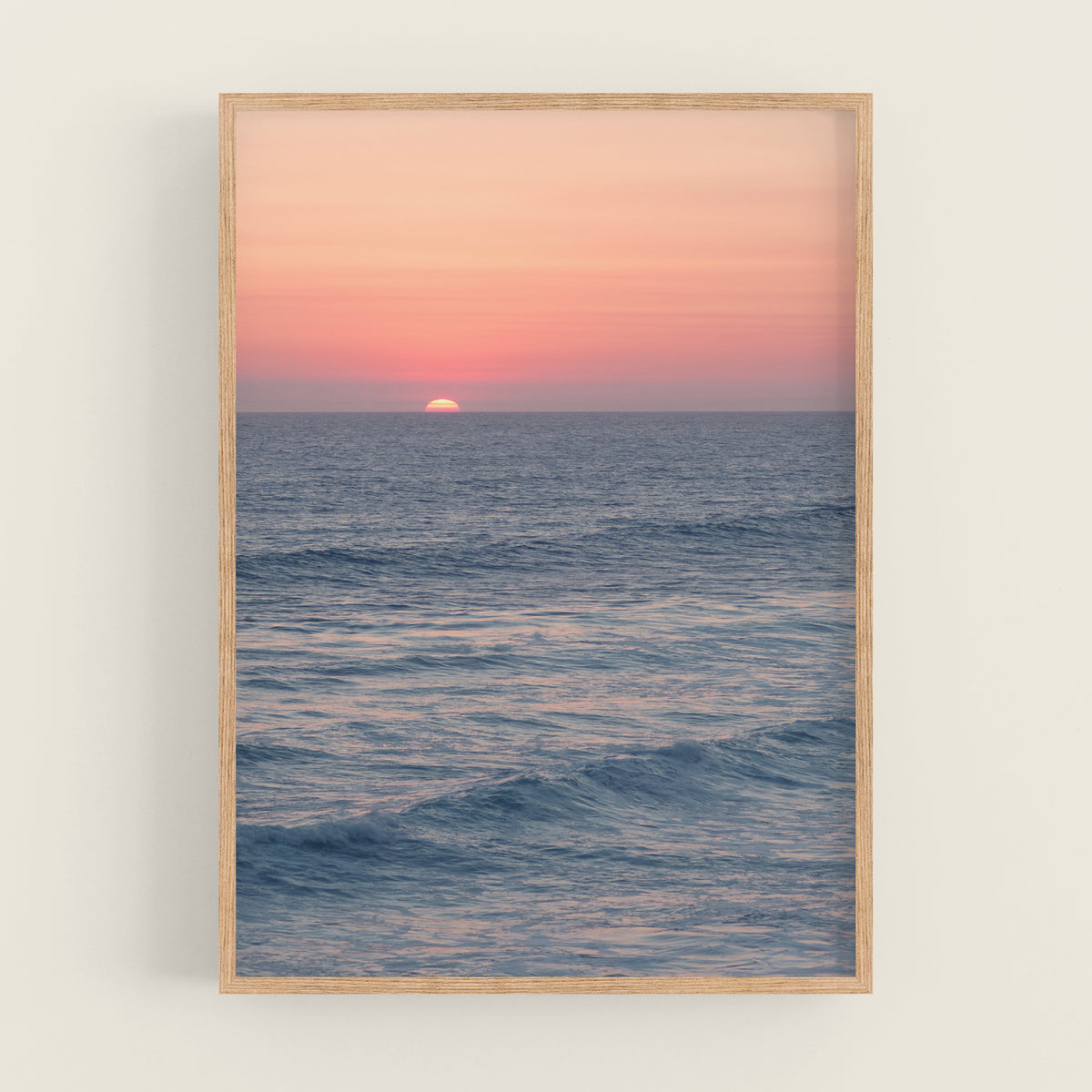 "Sunset off PCH" vertical photography print by Danita Brooks, a pink sunset over the Pacific from the Pacific Coast Highway
