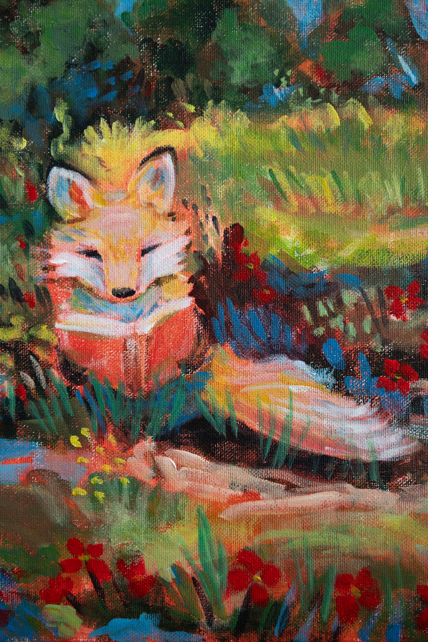 “Tales by the Trees” Storybook Bunny Painting 12x12