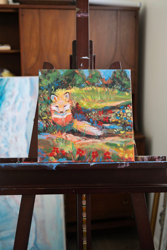 “Tales by the Trees” Storybook Bunny Painting 12x12