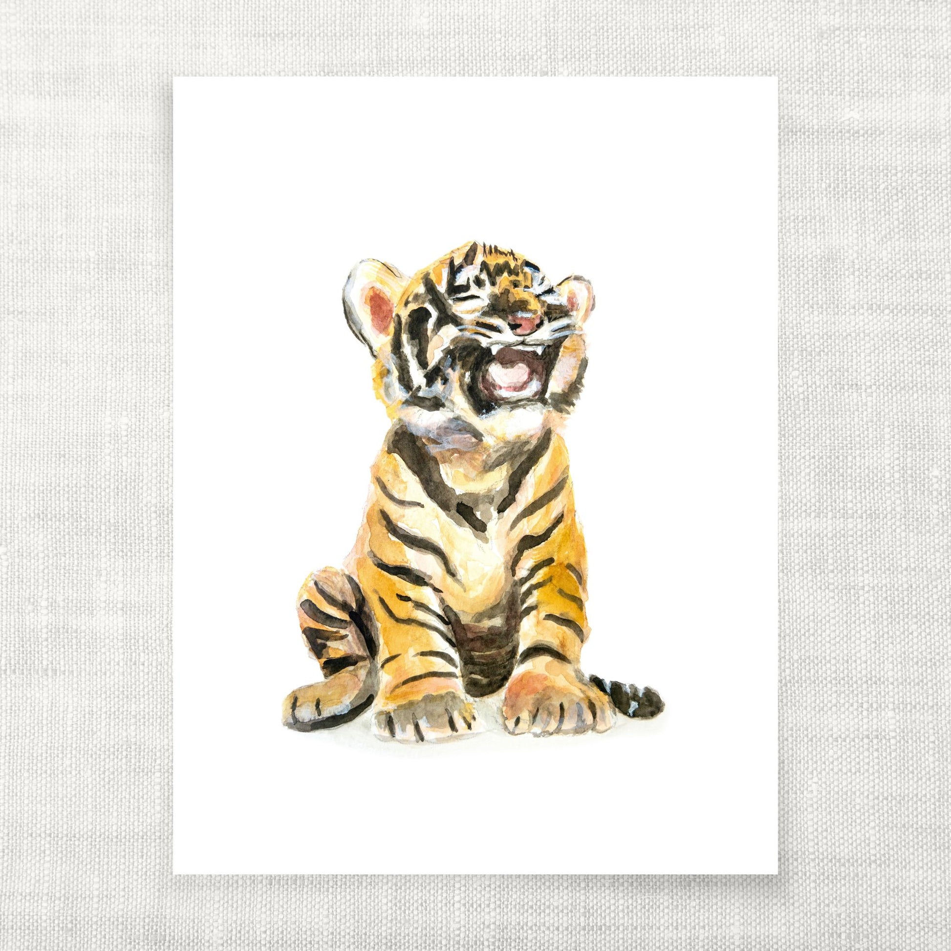 Illustration of a tiger cub on a white background