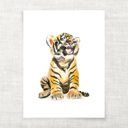 Illustration of a tiger cub on a white background