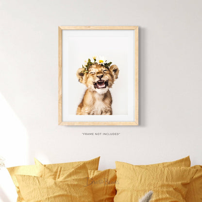 Lion Cub Flower Crown Print