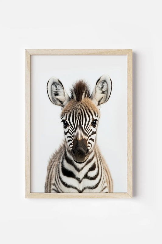 a picture of a zebra in a wooden frame