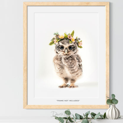 Standing Owl Flower Crown Print