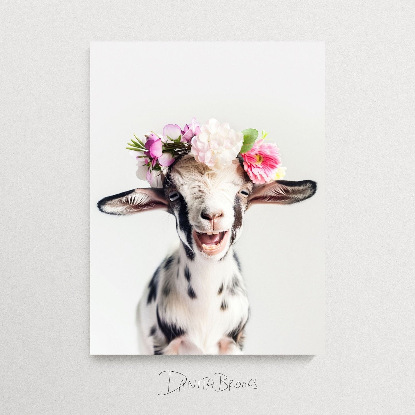 Baby Goat Flower Crown Print