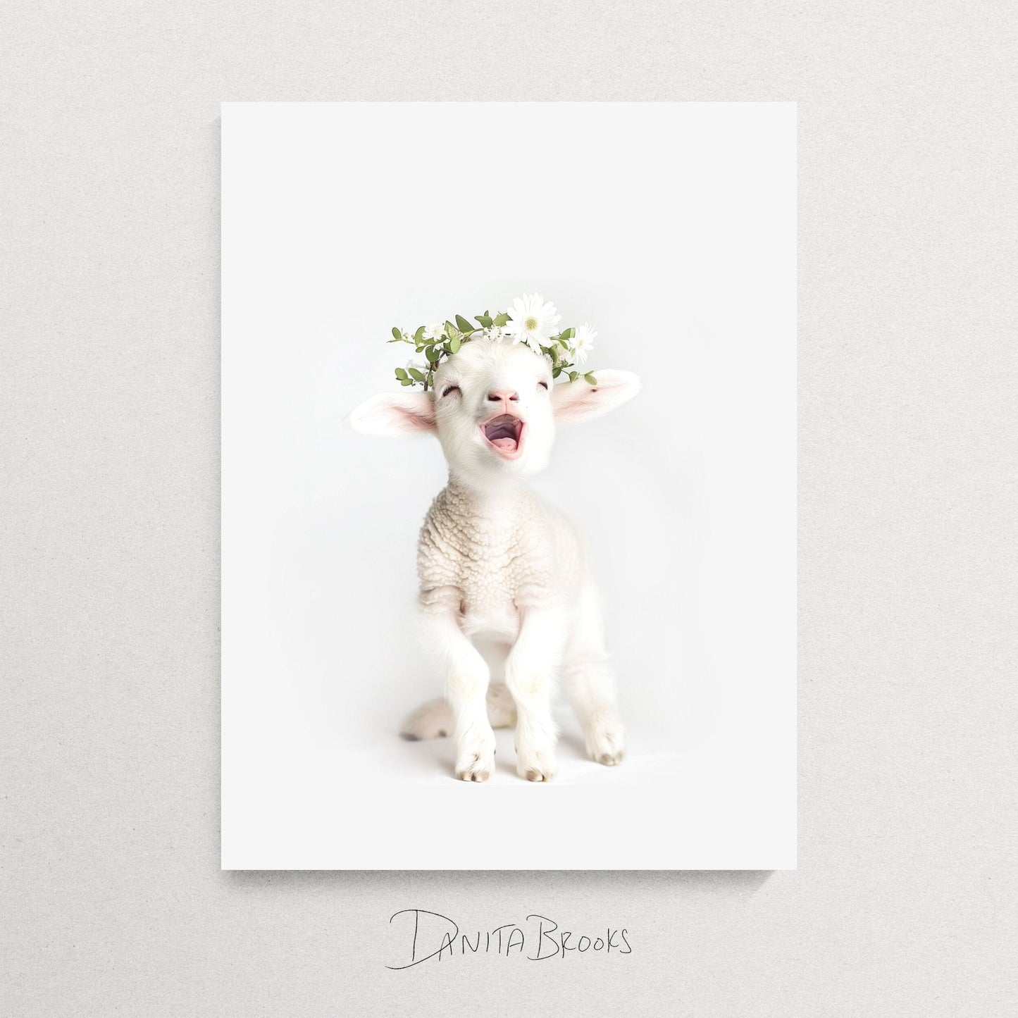 Dancing Lamb Flower Crown Print