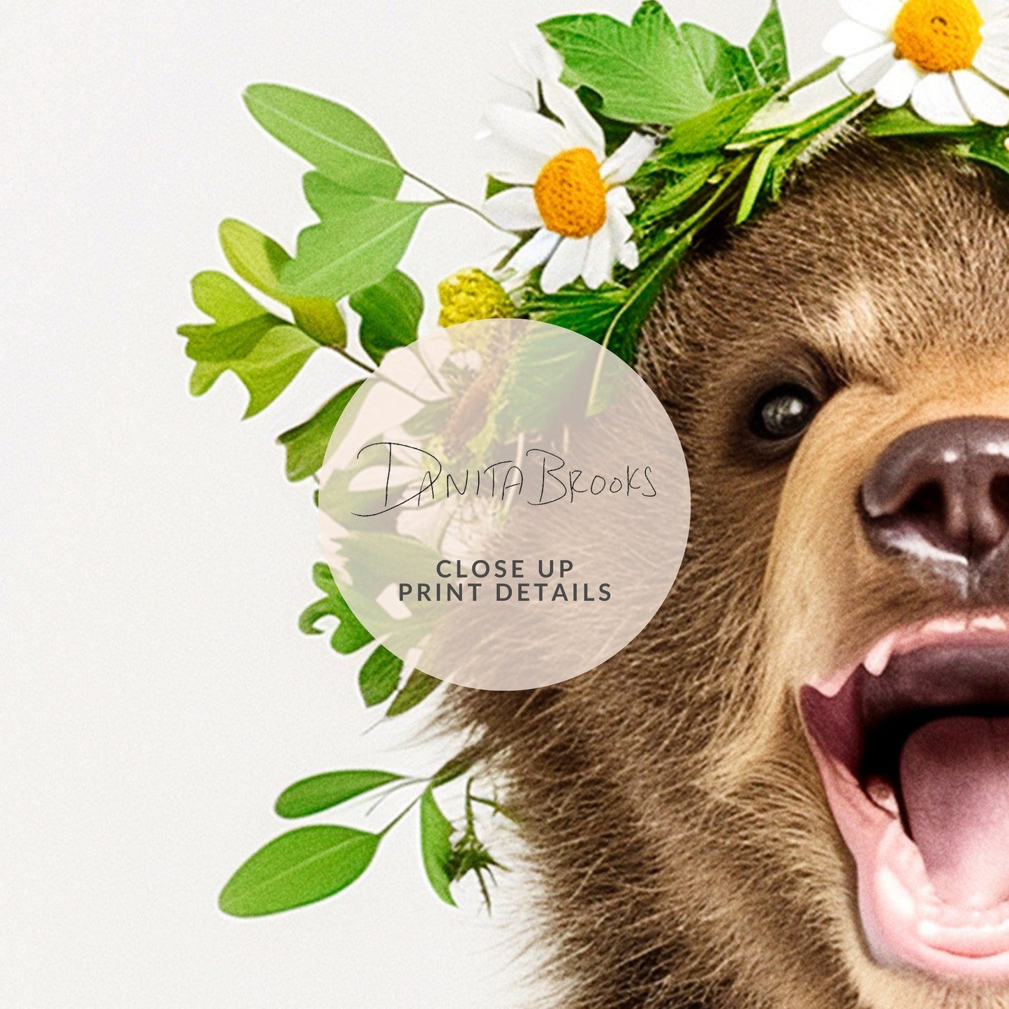 Sitting Bear Flower Crown Print