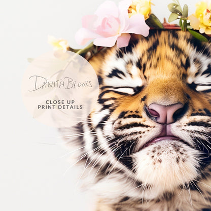 Tiger Flower Crown Print