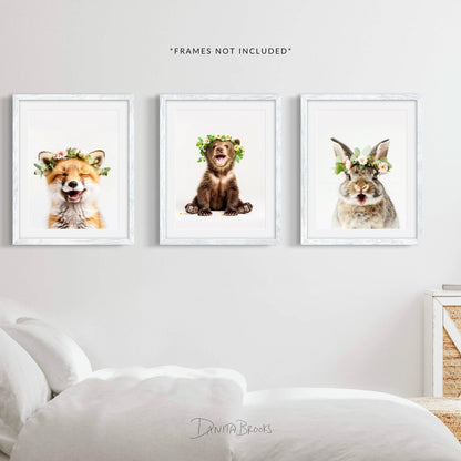 Woodland Bunny, Bear, Fox Print Set